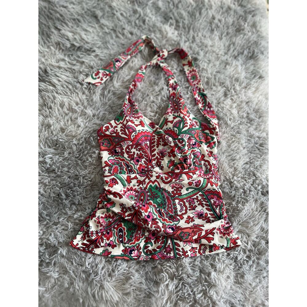 Boden Pink and White Bikini with Ruffled Details